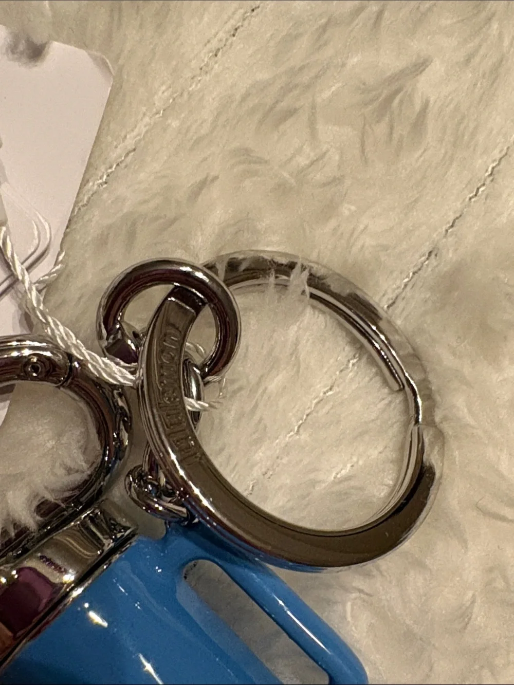 NWT lululemon athletica Blue Tumbler Charm Keychain with Silver Hardware